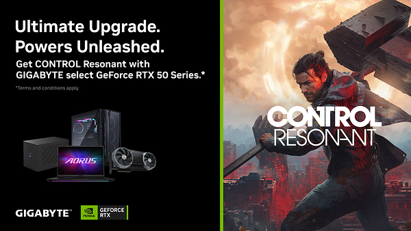 GIGABYTE hợp tác với NVIDIA nâng cao trải nghiệm chơi game với dòng GeForce RTX™ 50 Series và chương trình tặng kèm CONTROL Resonant